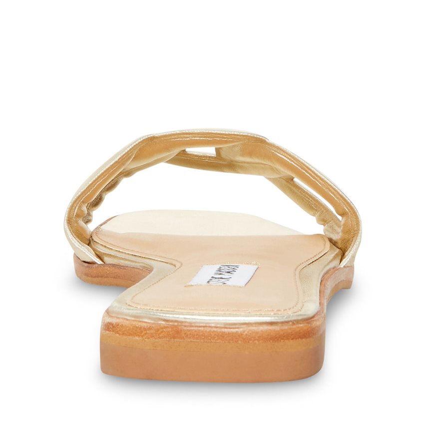 Gold Steve Madden Helene Women's Slides | PH 8260ZJN